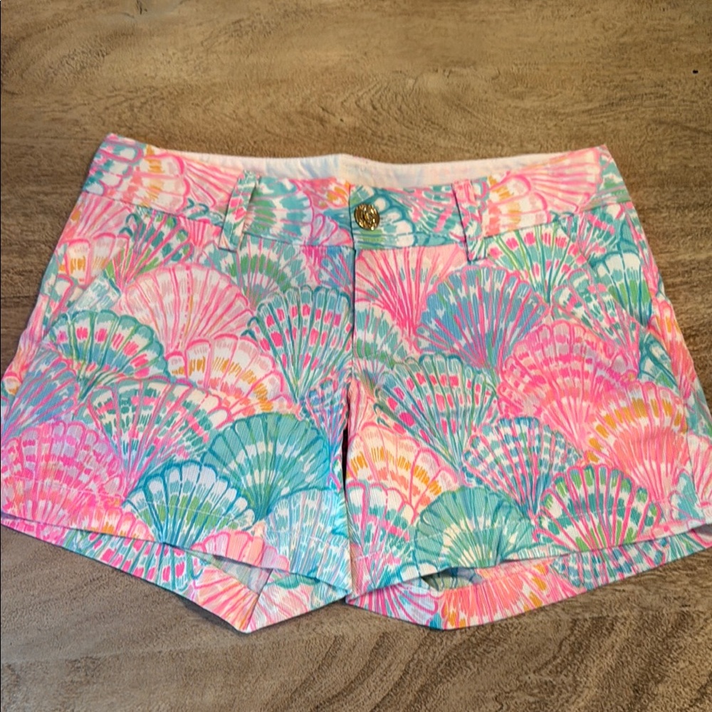 Lilly Pulitzer Pink and Blue Callahan Shorts Vibrant Resort Wear